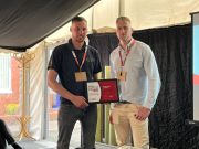 Dean Latten Site Director Berry Global Inc. presenting Josh Hebden with the certificate.